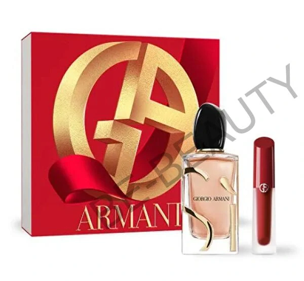 Giorgio Armani Sí Intense - plnitelný Darčeková sada, eau de parfum 100 ml + lipsatin 4 ml