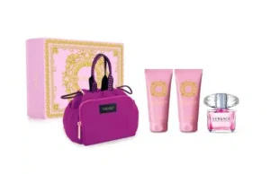 Versace Bright Crystal darčekový set toaletná voda 90 ml + telové mlieko 100 ml + sprchovací gél 100 ml + kozmetická taštička
