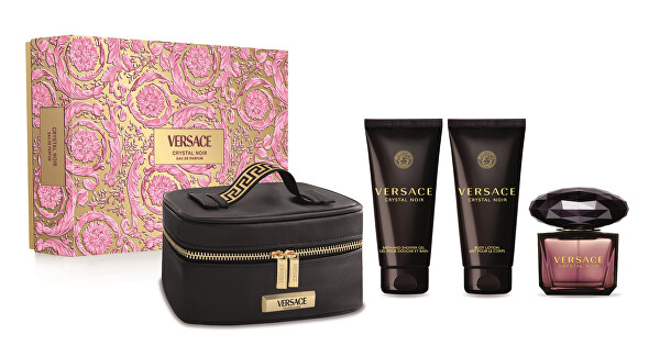 Versace Crystal Noir EDT 90 ml + sprchový gél 100 ml + telové mlieko 100 ml + kozmetická taštička darčeková sada