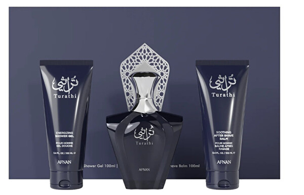 Afnan Turathi Blue EDP 90 ml + sprchovací gél 100 ml + balzam po holení 100 ml