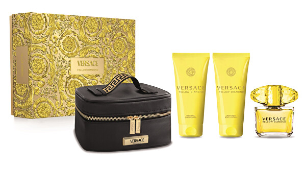 Versace Yellow Diamond toaletná voda 90 ml + sprchový a kúpeľový gél 100 ml + telové mlieko 100 ml + kozmetická taška
